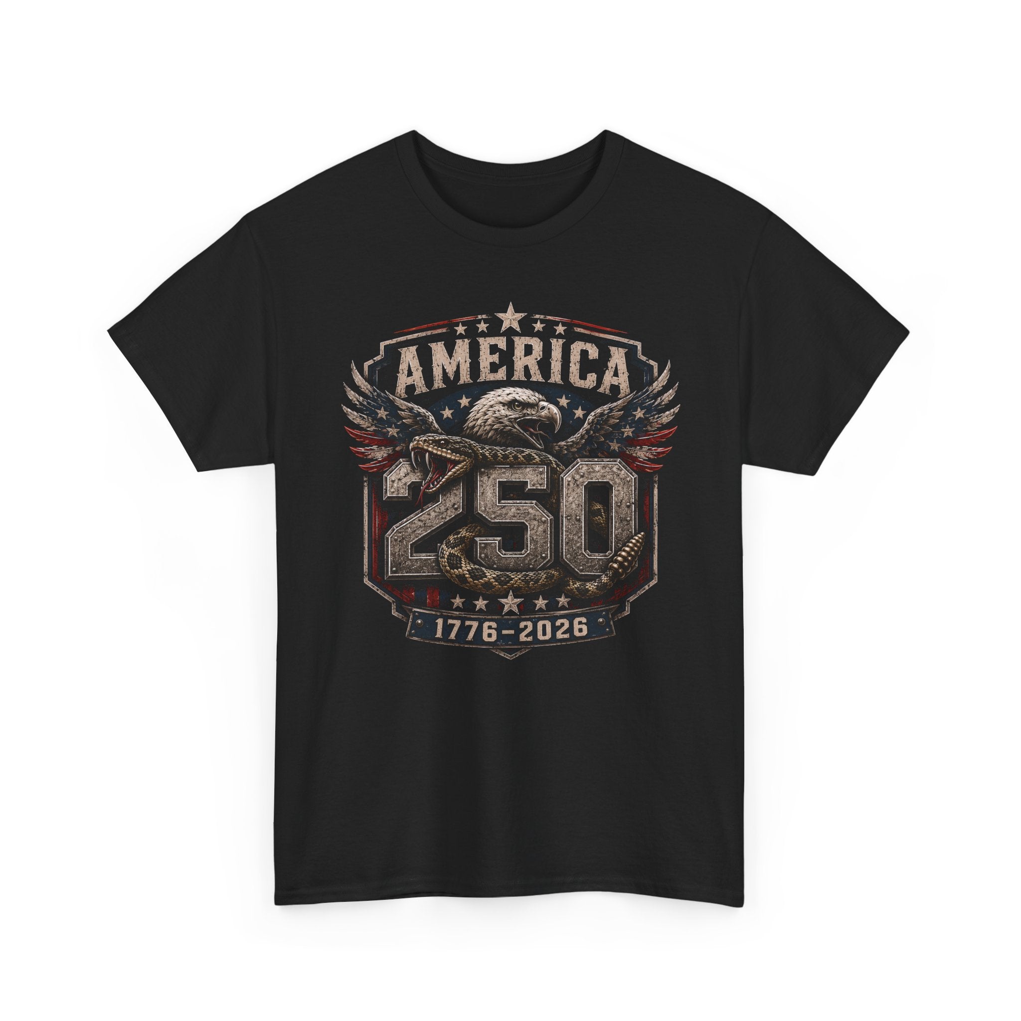 Eagle Emblem America 250 1776 2026 Distressed Patriotic Basic T-Shirt - Unisex