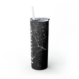 Black Marble Personalized Skinny Steel Tumbler with Straw, 20oz