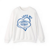 Love Detroit Football Blue Crewneck Sweatshirt - Unisex