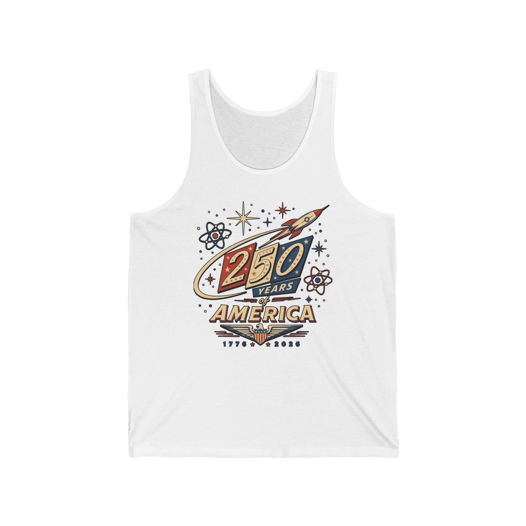 Rocket Space 250 Years America Retro Patriotic Americana Basic T-Shirt - Unisex