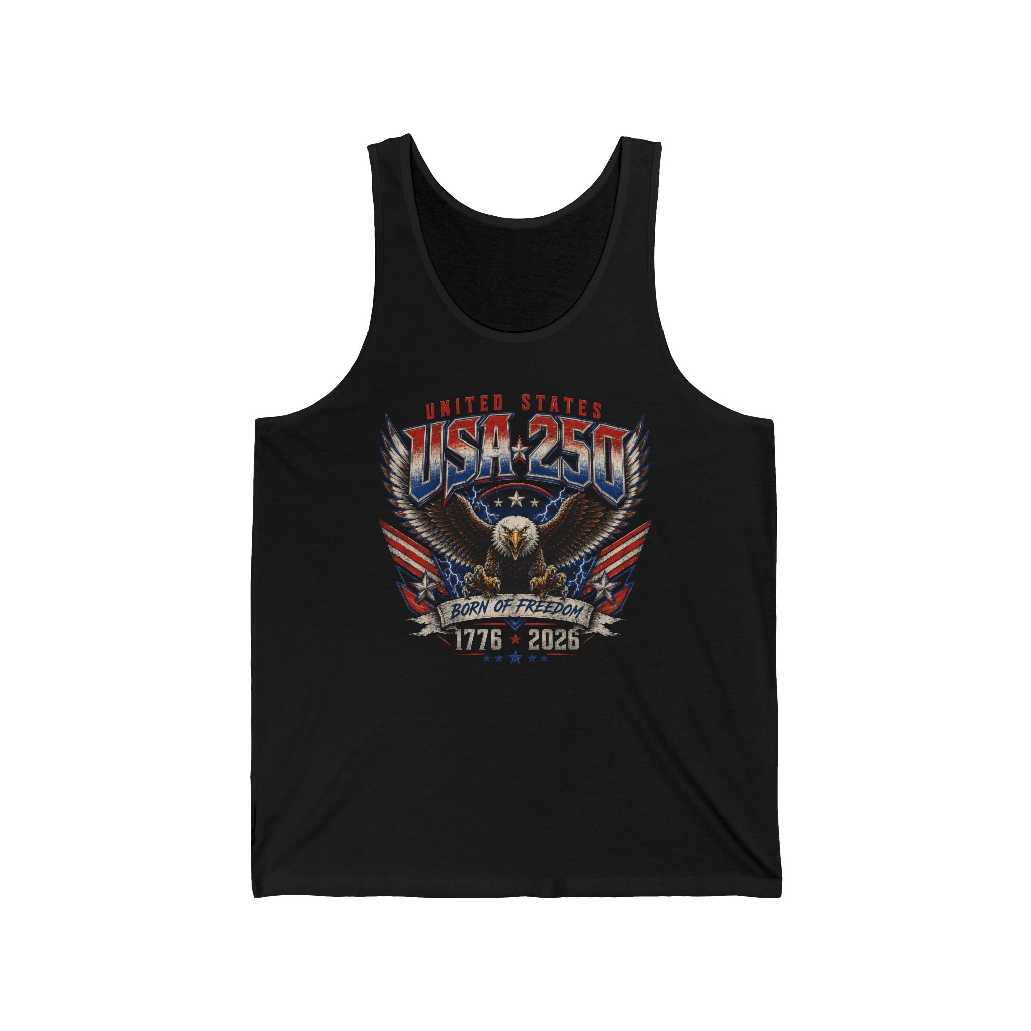 Eagle Wings Born Freedom USA 250 Anniversary Patriotic Basic Tank Top - Unisex