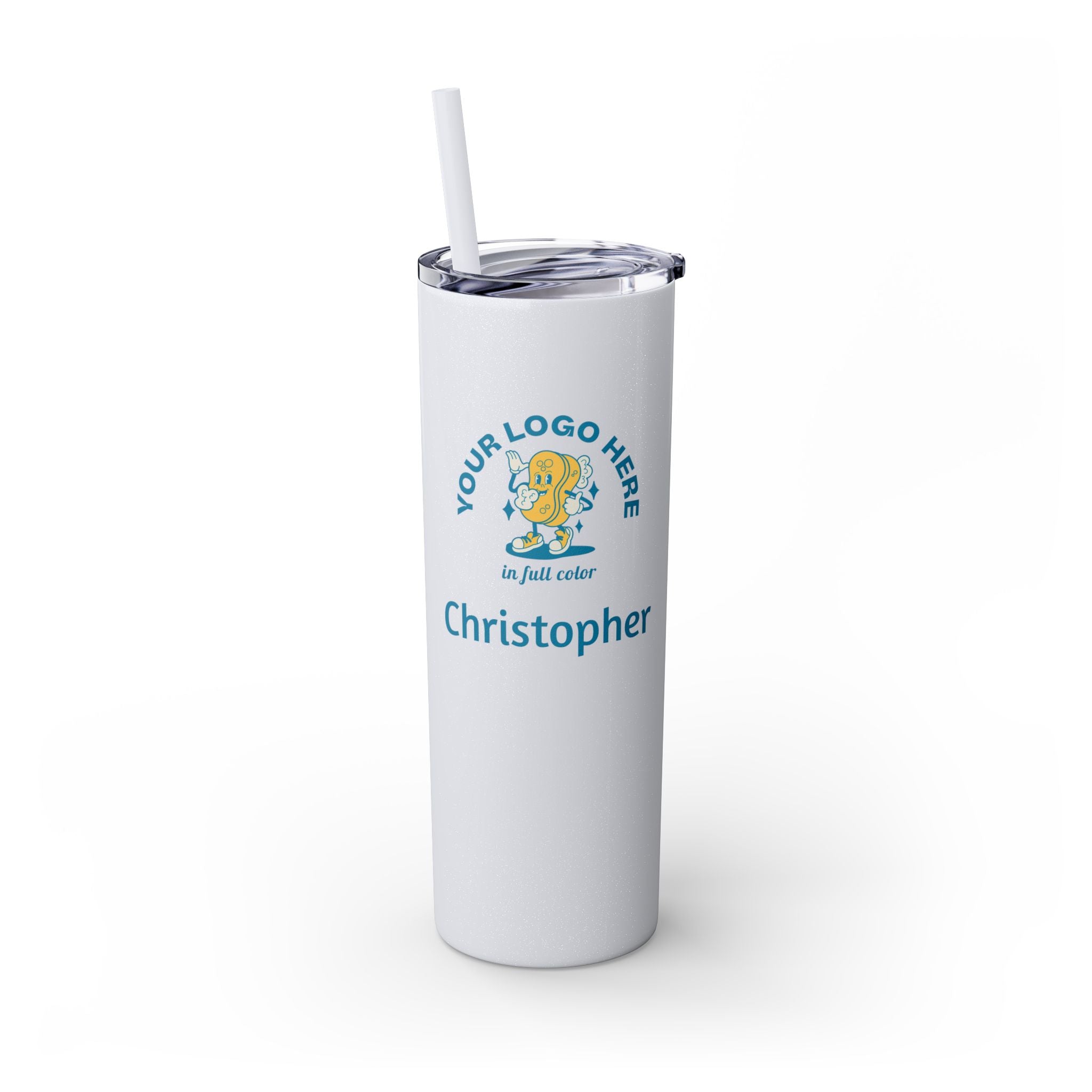 Personalized Skinny Tumbler with Straw - 20oz - Your Logo, Your Brand