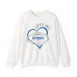 Love Detroit Football Blue & Gray Crewneck Sweatshirt - Unisex