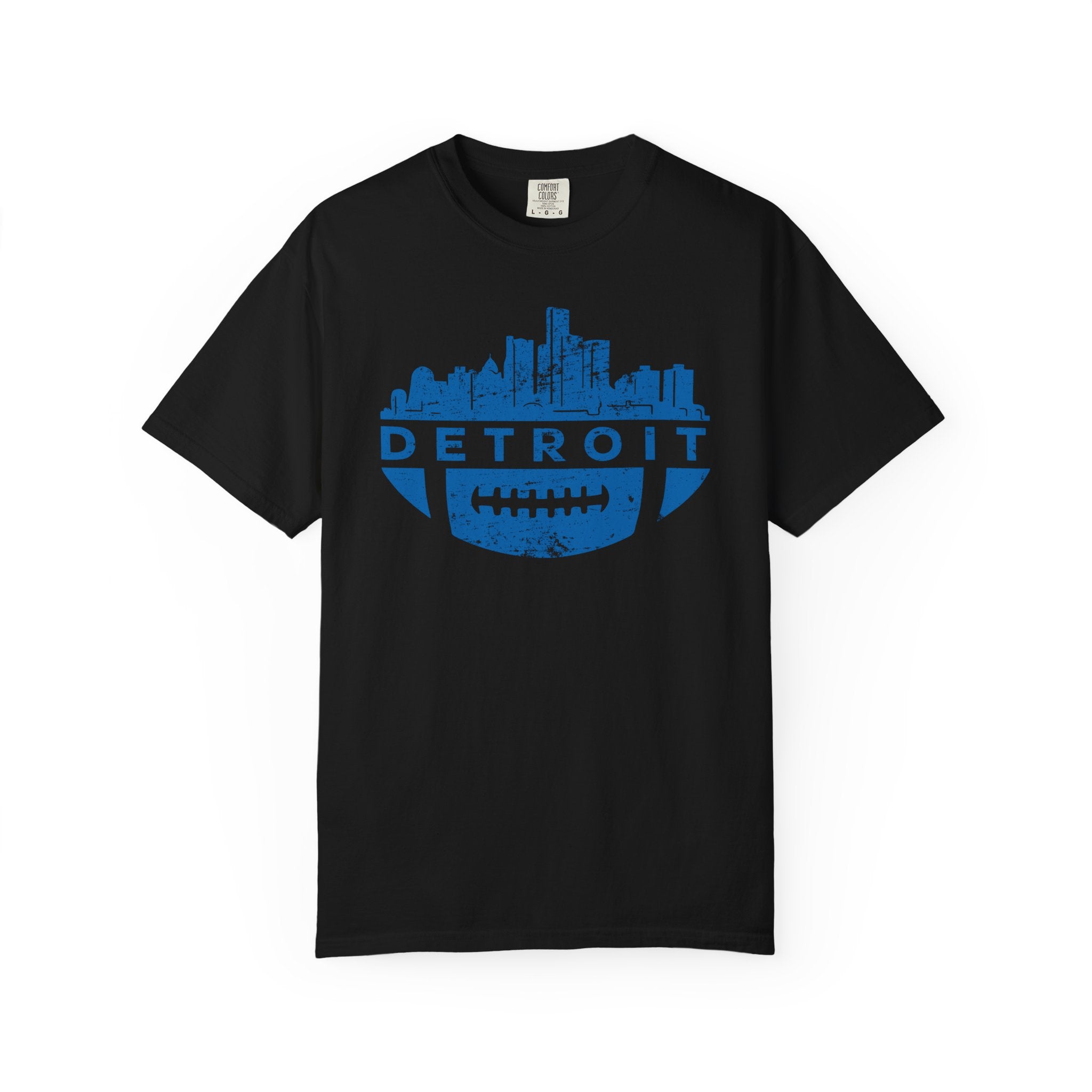 Detroit Football Skyline Blue Premium T-Shirt - Unisex