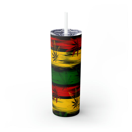 Marijuana Skinny Steel Tumbler with Straw, 20oz