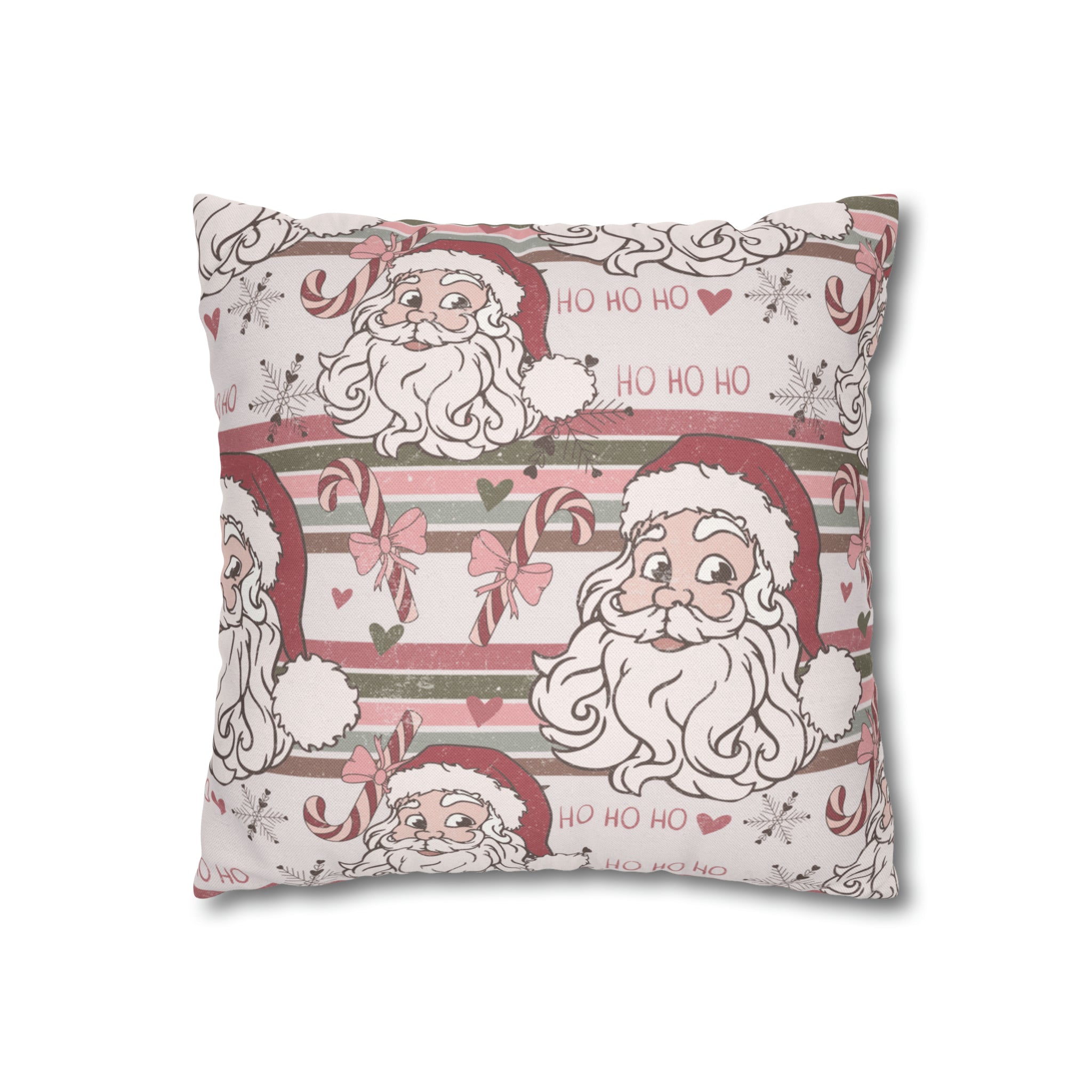 Pink Santa Claus Pattern Square Pillow Case