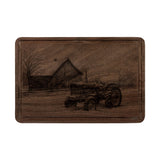 Tractor and Barn in Winter Engraved Wooden Cutting Board