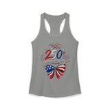 Ribbon Bow 250th Anniversary 1776 2026 Patriotic Americana Basic Racerback Tank Top - Women's