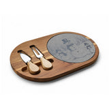Snowman Trio in Forest Engraved Charcuterie Board with Slate Insert & Cheese Knives