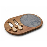 Reindeer in Snow Engraved Charcuterie Board with Slate Insert & Cheese Knives