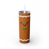Gingerbread Cookie Skinny Steel Tumbler with Straw, 20oz