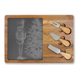 Nutcracker by Tree Engraved Charcuterie Board with Slate Inset & 3 Cheese Knives