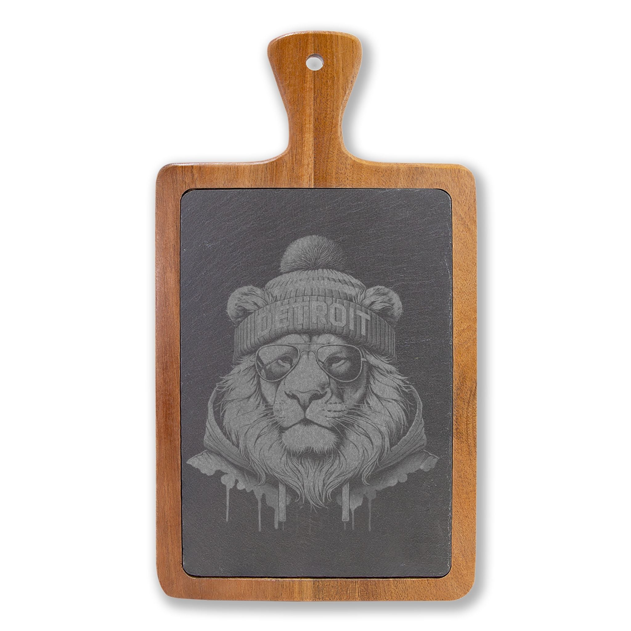 Lion Winter Engraved Slate Charcuterie Board with Handle