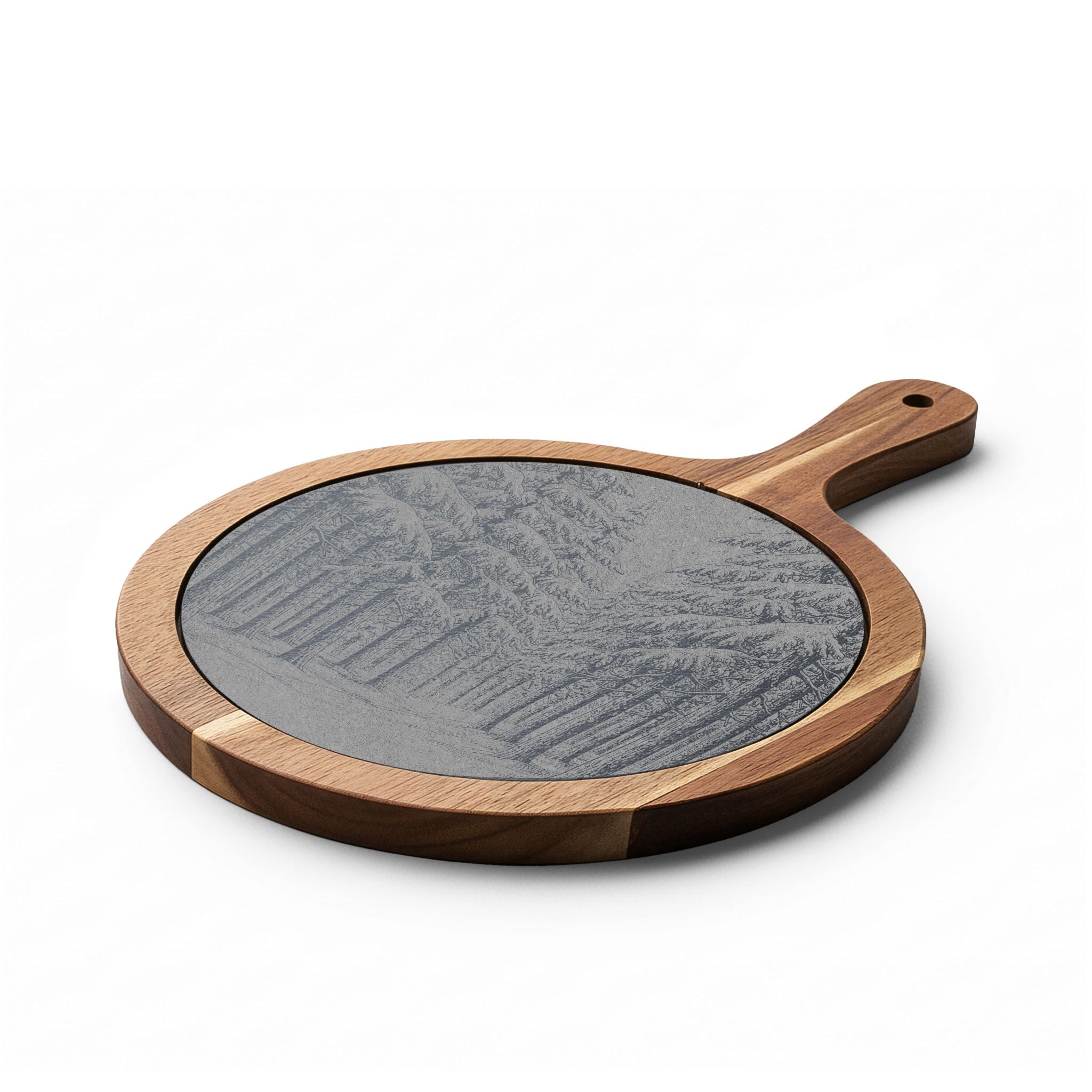 Winter Wonderland Forest Engraved Round Charcuterie Board with Handle