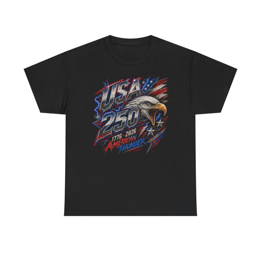 Screaming Eagle USA 250 American Thunder Grunge Patriotic Basic T-Shirt - Unisex