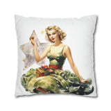 Pin Up Girl Christmas 2 Square Pillow Case