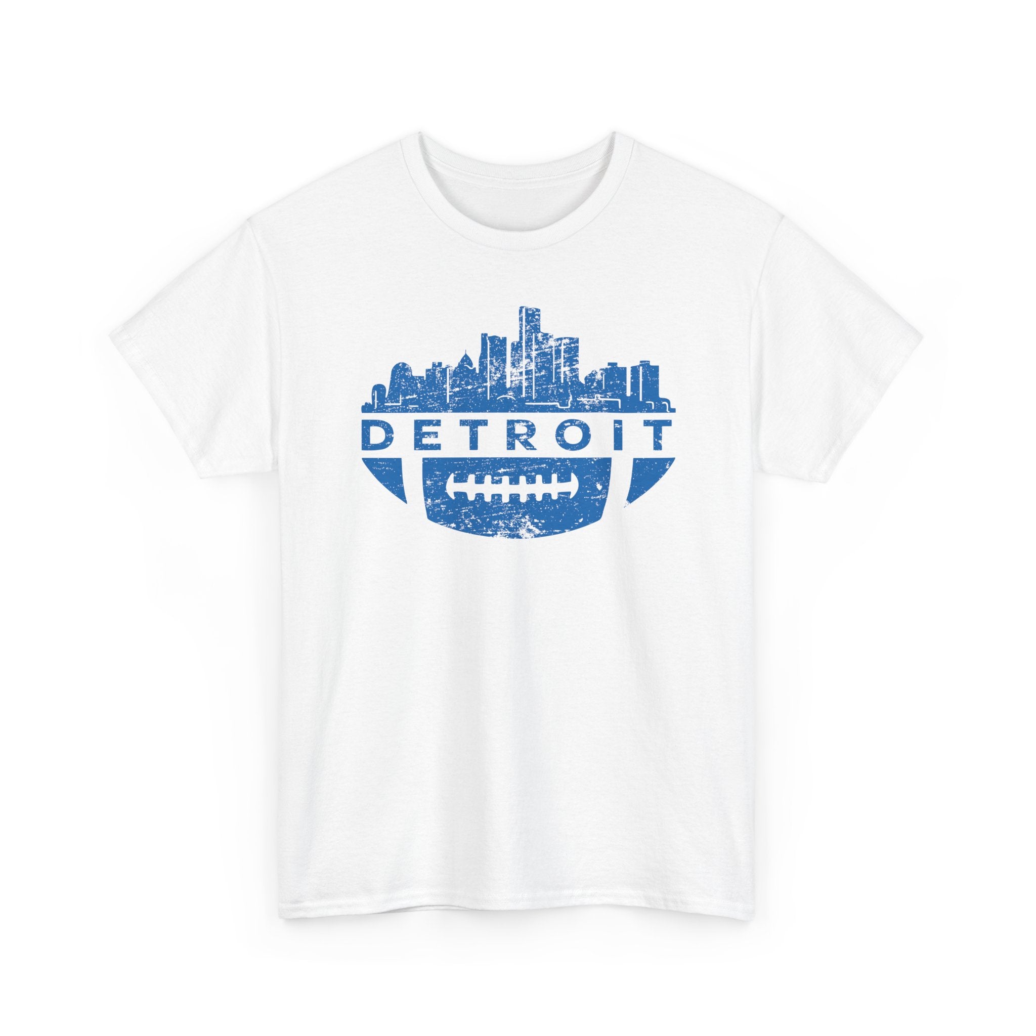Detroit Football Skyline Blue Basic T-Shirt - Unisex