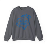 Love Detroit Football Blue Crewneck Sweatshirt - Unisex