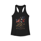 Floral Flag Map 250th Anniversary Watercolor Patriotic Basic Racerback Tank Top - Women's