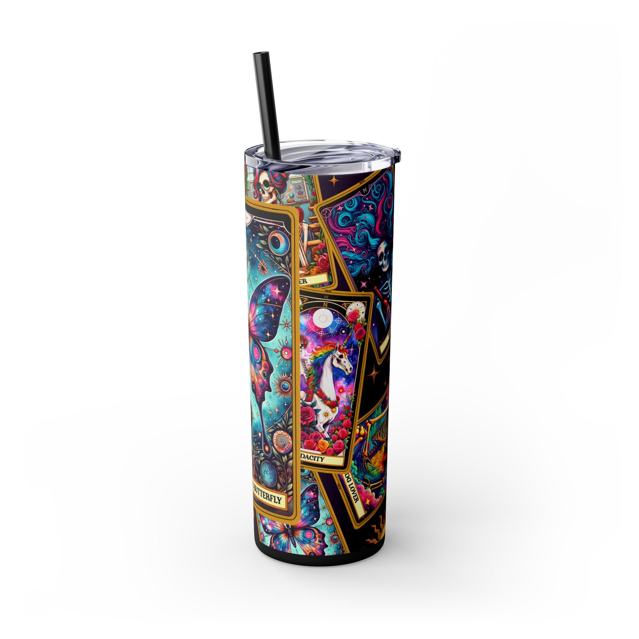 The Antisocial Butterfly 3 Skinny Steel Tumbler with Straw, 20oz