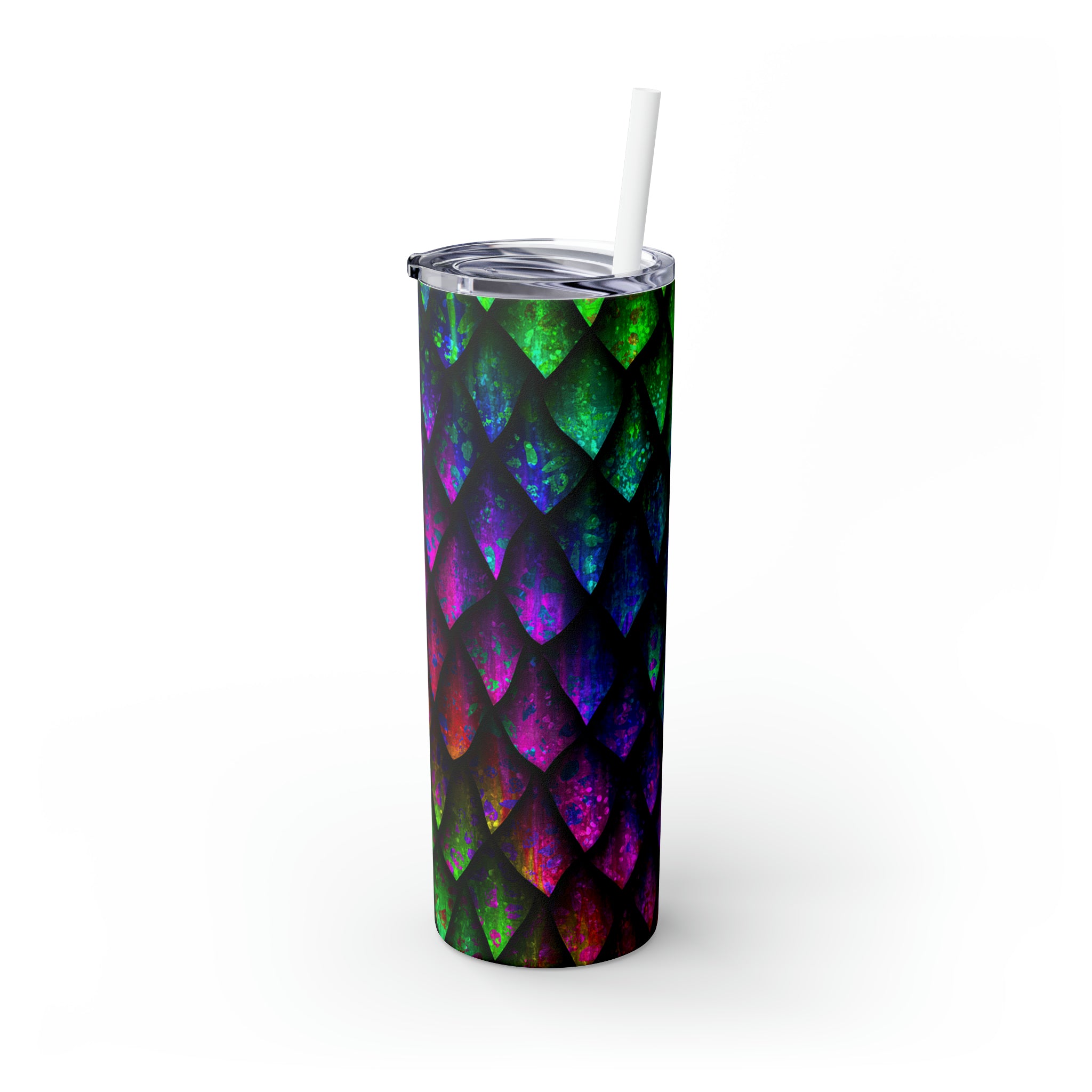 Dragon Scales Skinny Steel Tumbler with Straw, 20oz