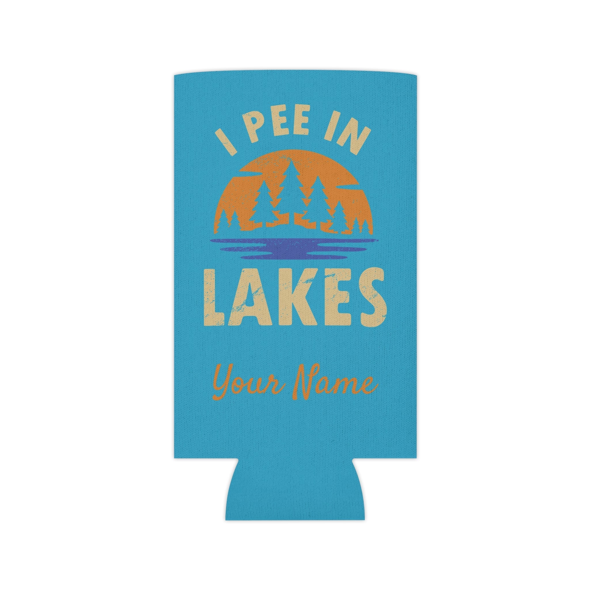 Can Cooler - Skinny - I Pee In Lakes Retro Sun