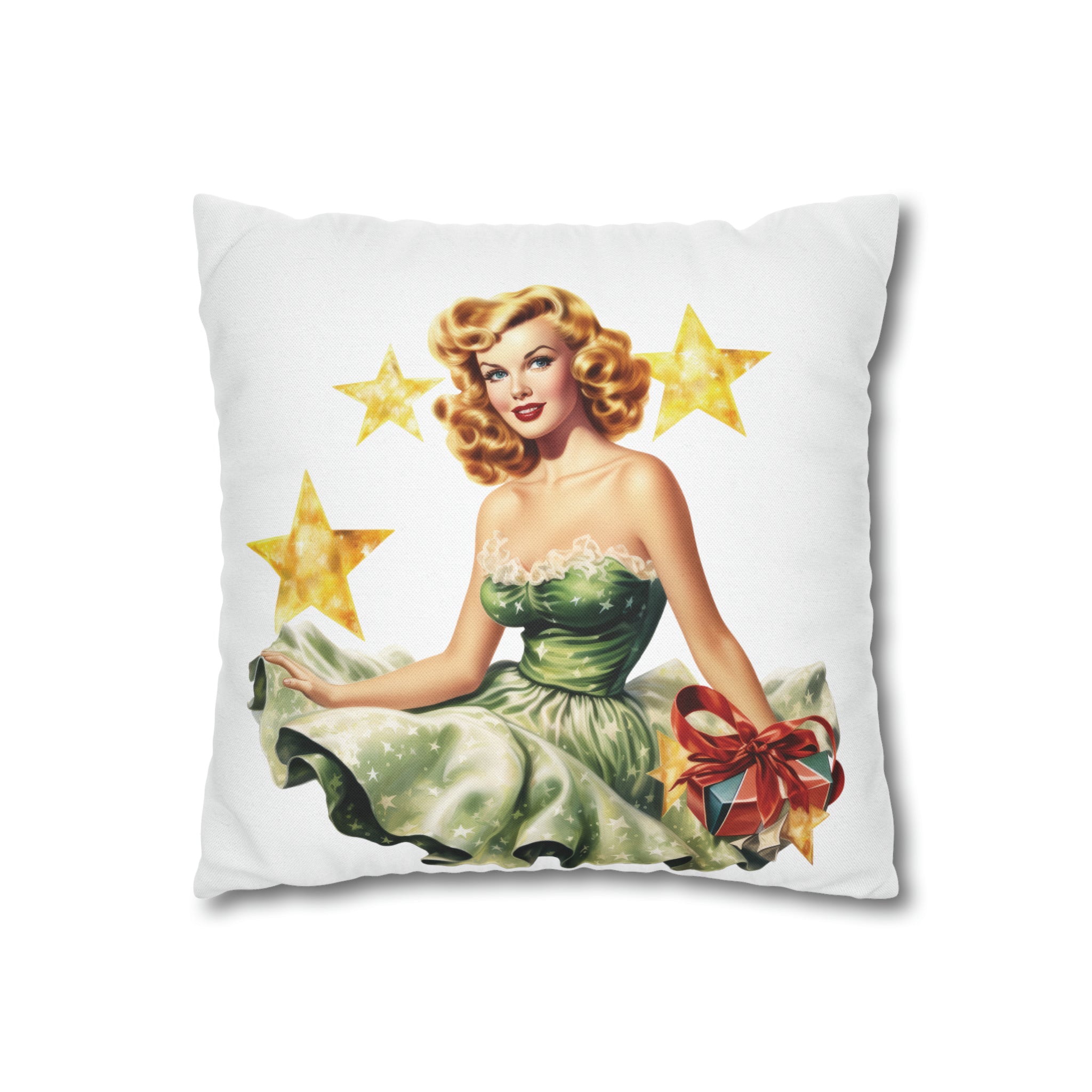 Pin Up Girl Christmas 3 Square Pillow Case