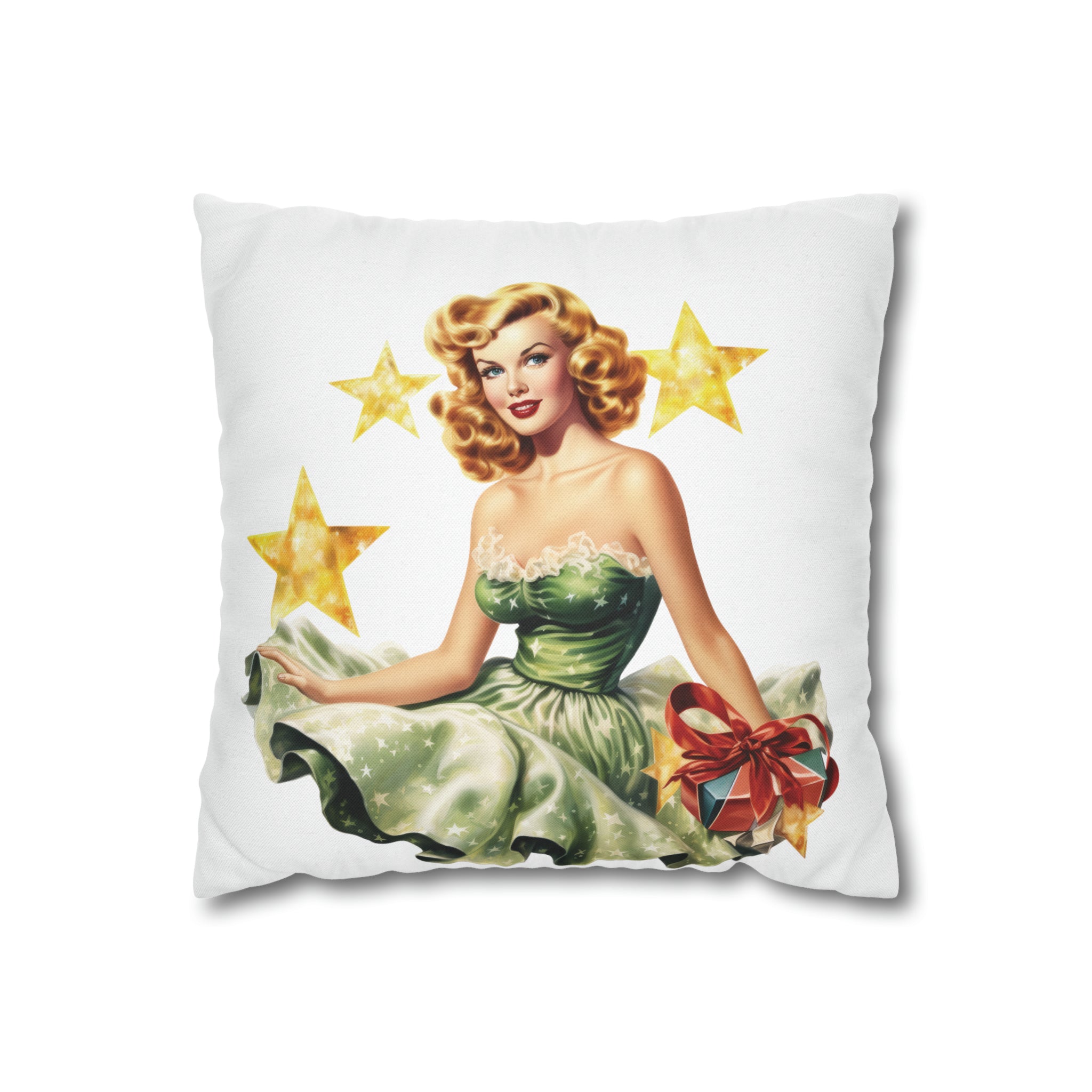 Pin Up Girl Christmas 3 Square Pillow Case