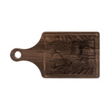 Reindeer in Snow Engraved Wooden Cutting Board Paddle w Handle