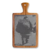 Santa Walking with Gift Sack Engraved Slate Charcuterie Board with Handle