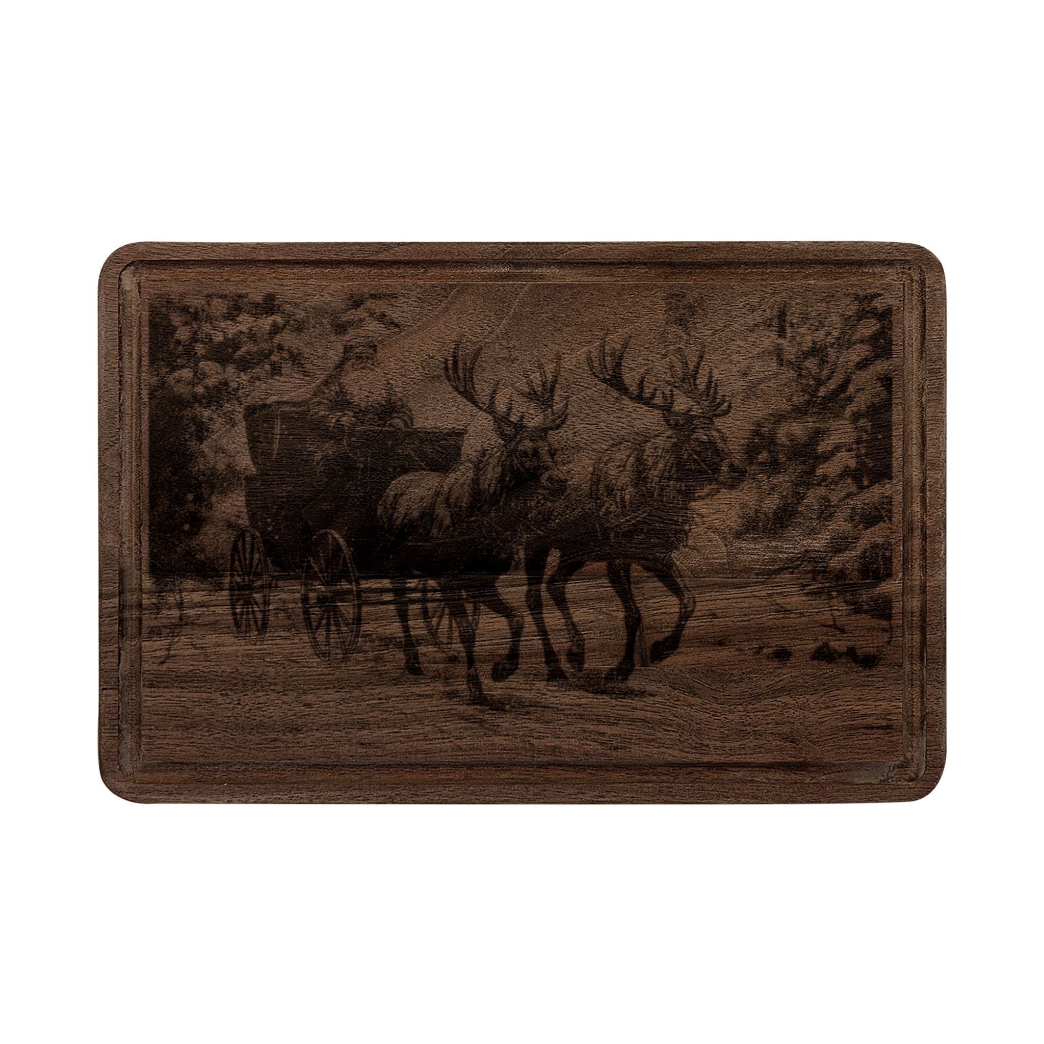 Santa Sleigh with Reindeer Engraved Wooden Cutting Board