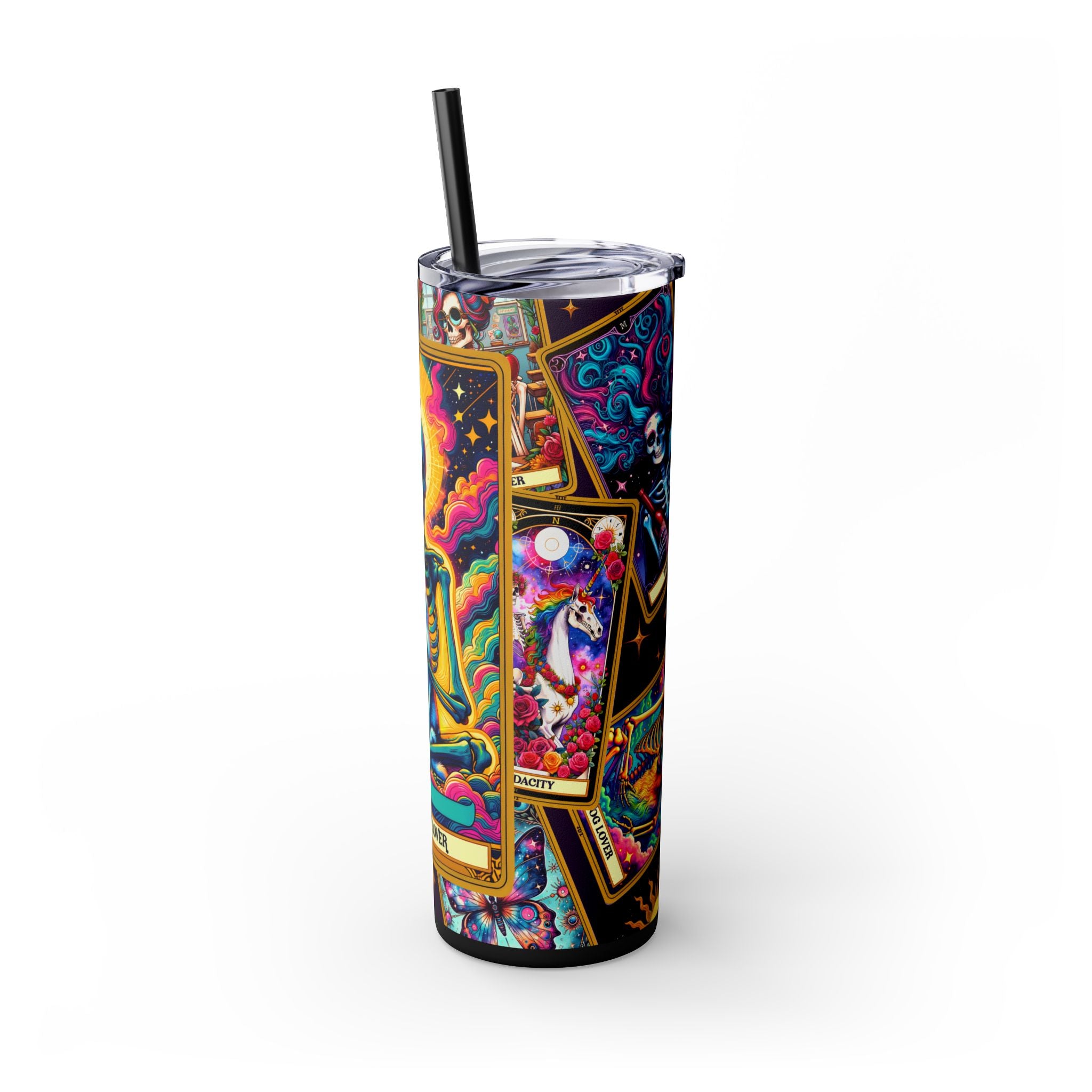 The Cat Lover 3 Skinny Steel Tumbler with Straw, 20oz