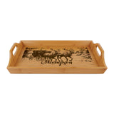 Santa Sleigh with Reindeer Personalized Engraved Bamboo Serving Tray