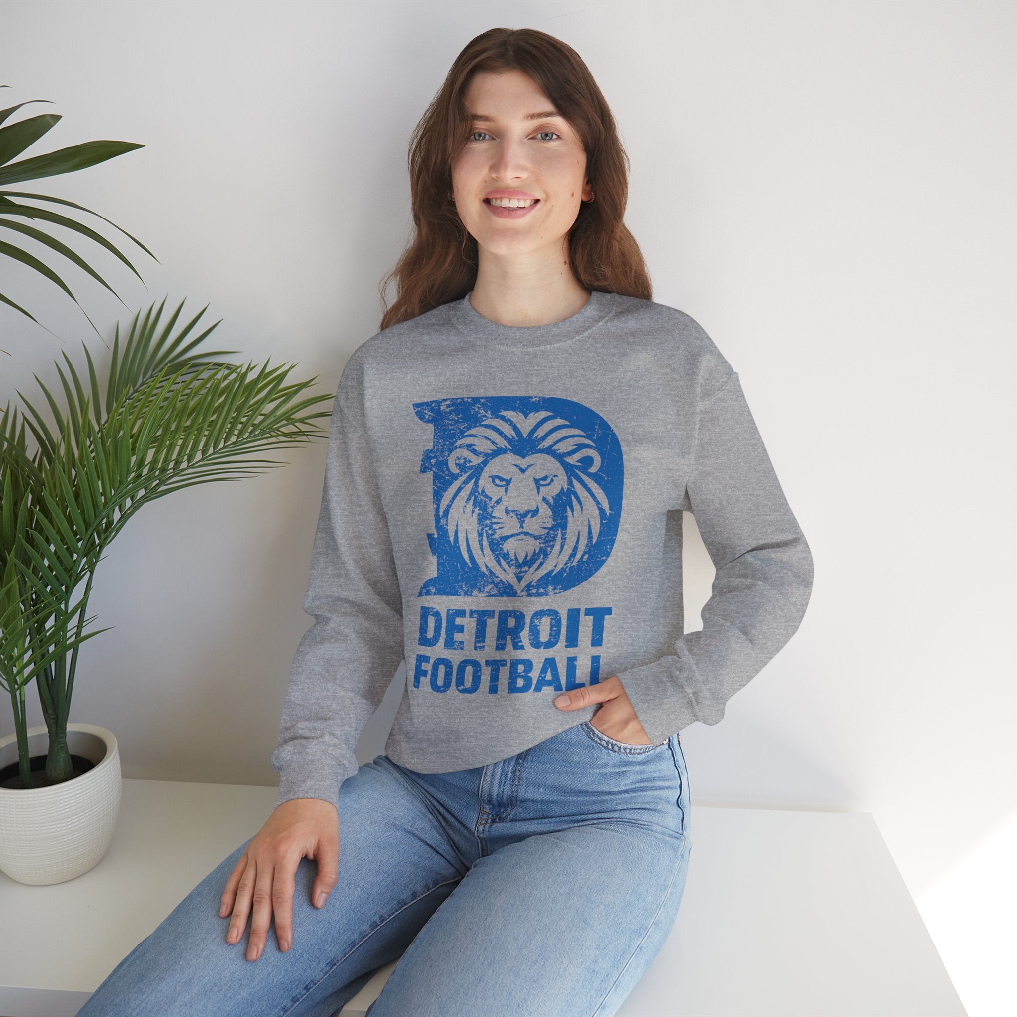 Detroit Football Blue Crewneck Sweatshirt - Unisex