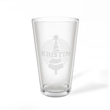Christmas Tree Name Personalized Engraved 16oz Pint Mixing Glass