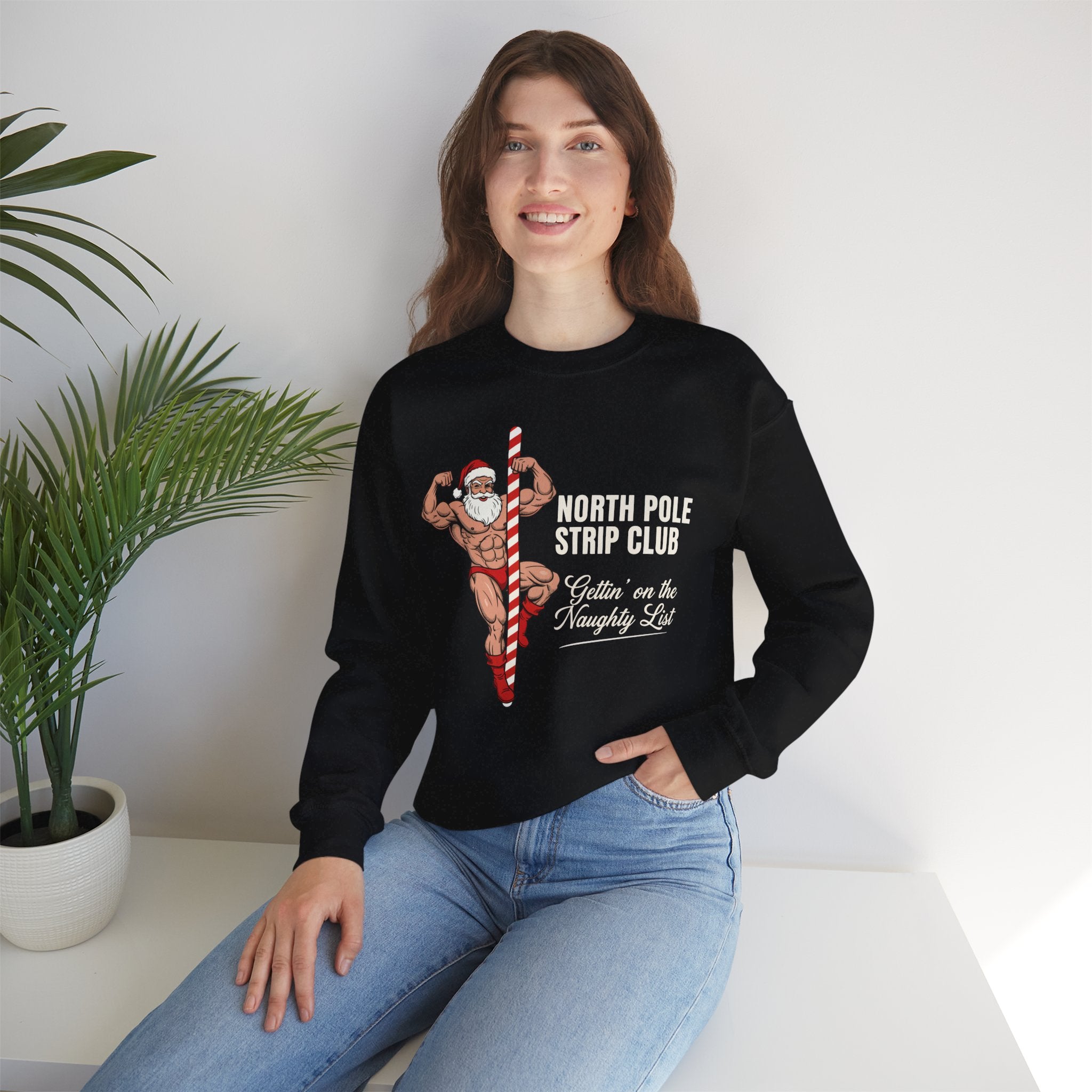 North Pole Strip Club Gettin On The Naughty List Crewneck Sweatshirt - Unisex