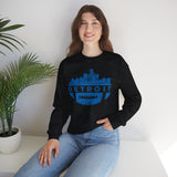 Detroit Football Skyline Blue Crewneck Sweatshirt - Unisex