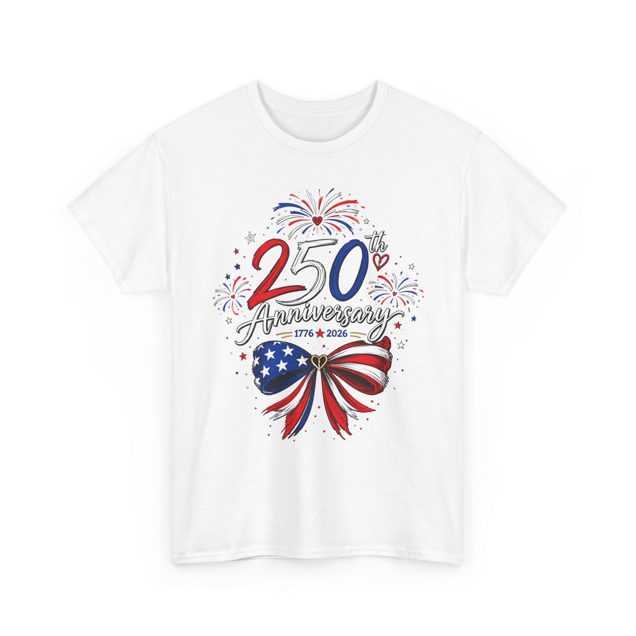 Ribbon Bow 250th Anniversary 1776 2026 Patriotic Americana USA 250 Basic T-Shirt - Unisex