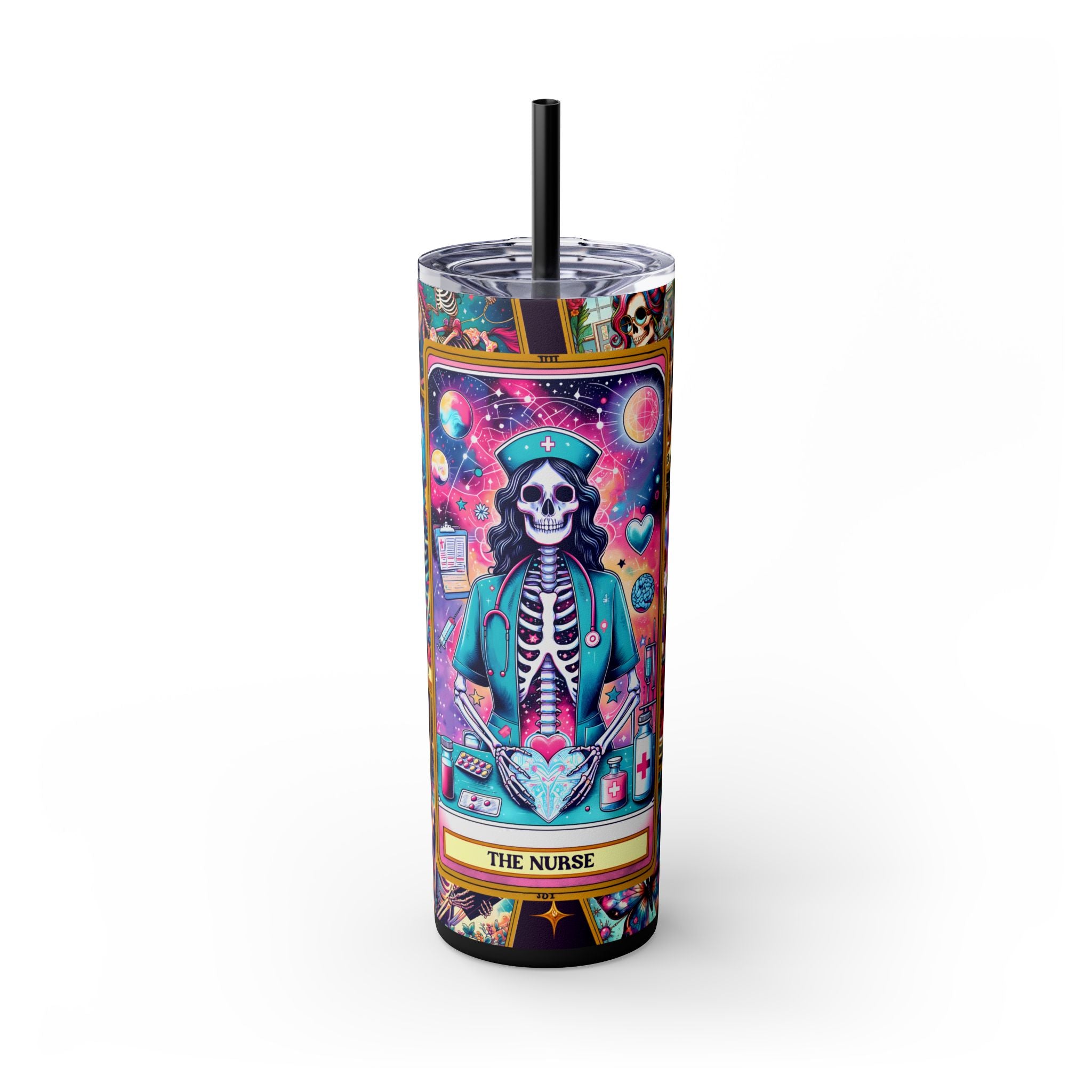 The Nurse 1 Skinny Steel Tumbler with Straw, 20oz