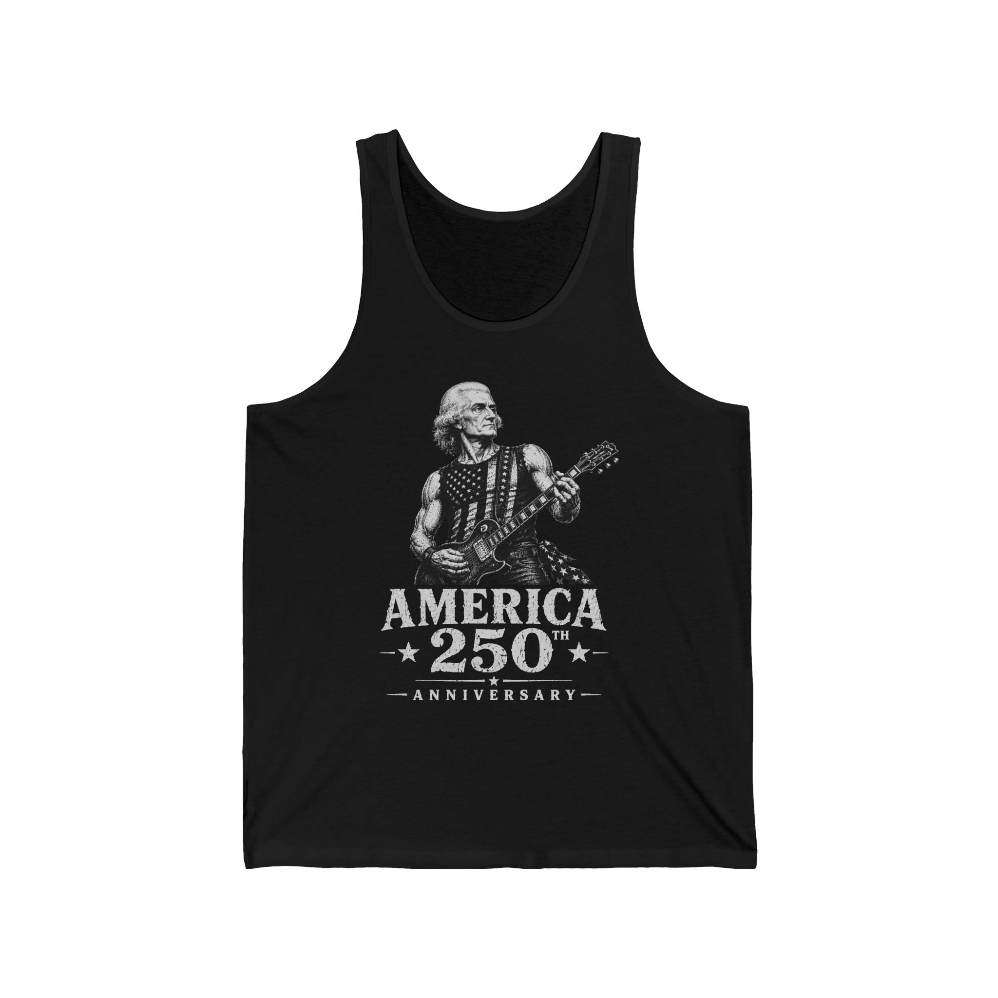 Rock Guitar Soldier America 250 Distressed Patriotic Grunge Basic T-Shirt - Unisex