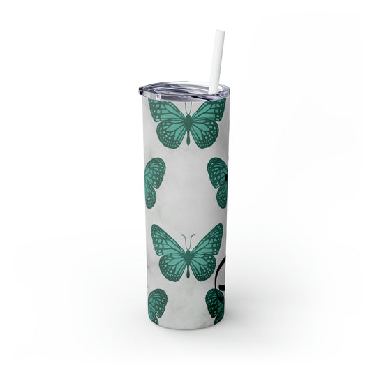 Butterflies Personalized Skinny Steel Tumbler with Straw, 20oz