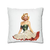 Pin Up Girl Christmas 1 Square Pillow Case