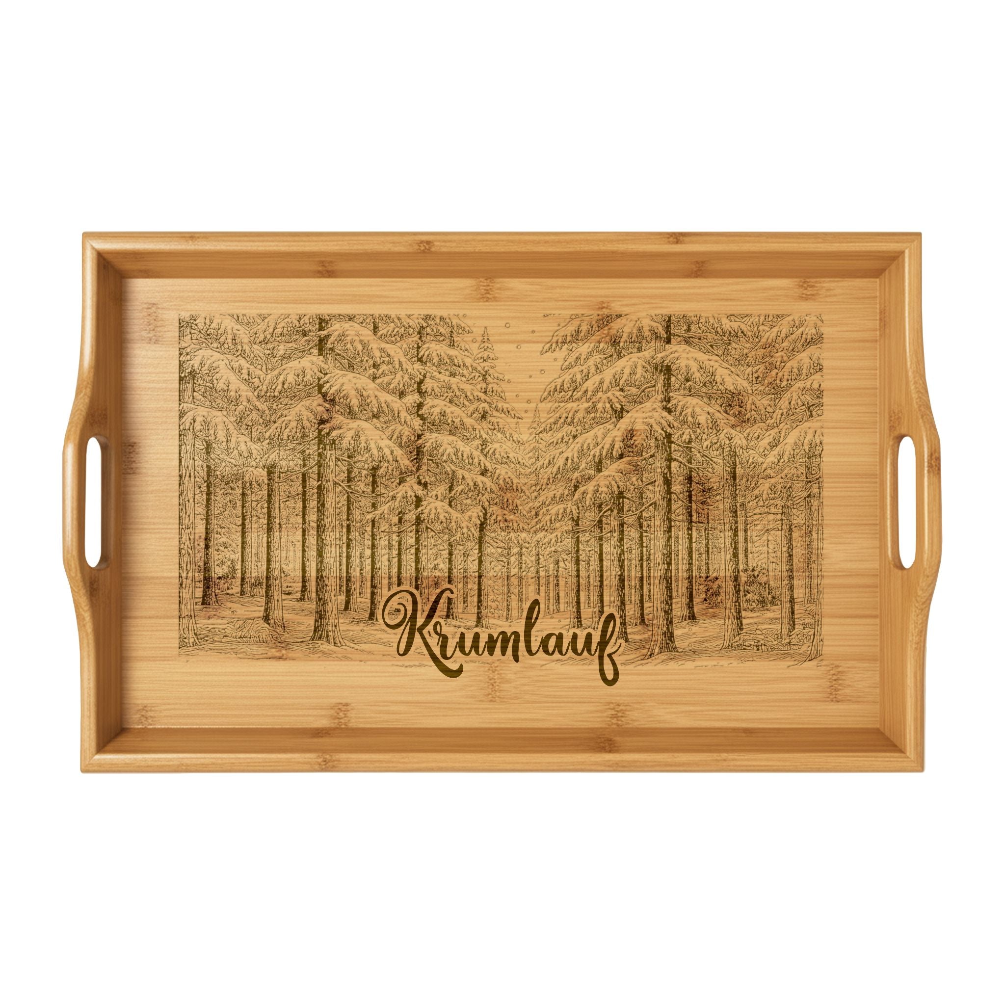 Winter Wonderland Forest Personalized Engraved Bamboo Serving Tray