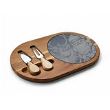 Santa and Reindeer Engraved Charcuterie Board with Slate Insert & Cheese Knives