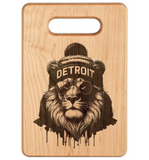 Lion Winter Engraved Wooden Cutting Board Rectangle Handle