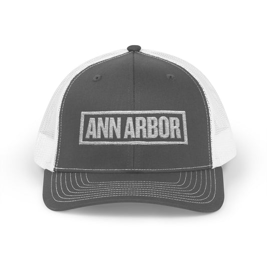 Ann Arbor Bold & Square White Embroidery Trucker Cap