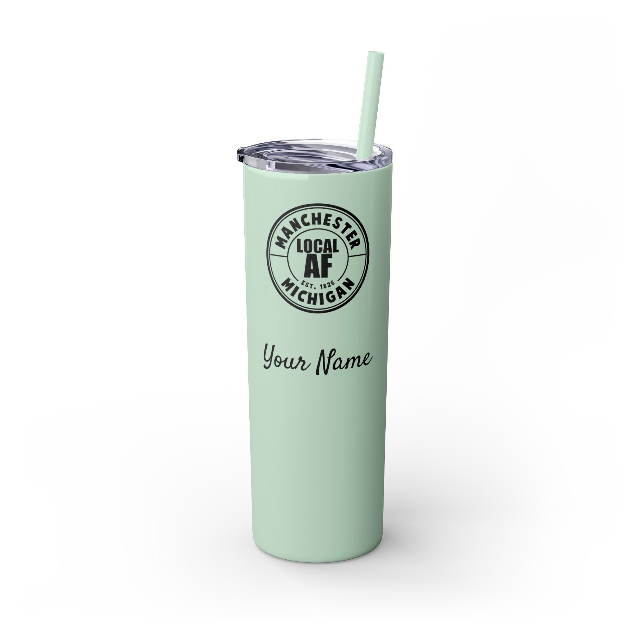 Manchester Local AF Skinny Steel Tumbler with Straw - 20oz