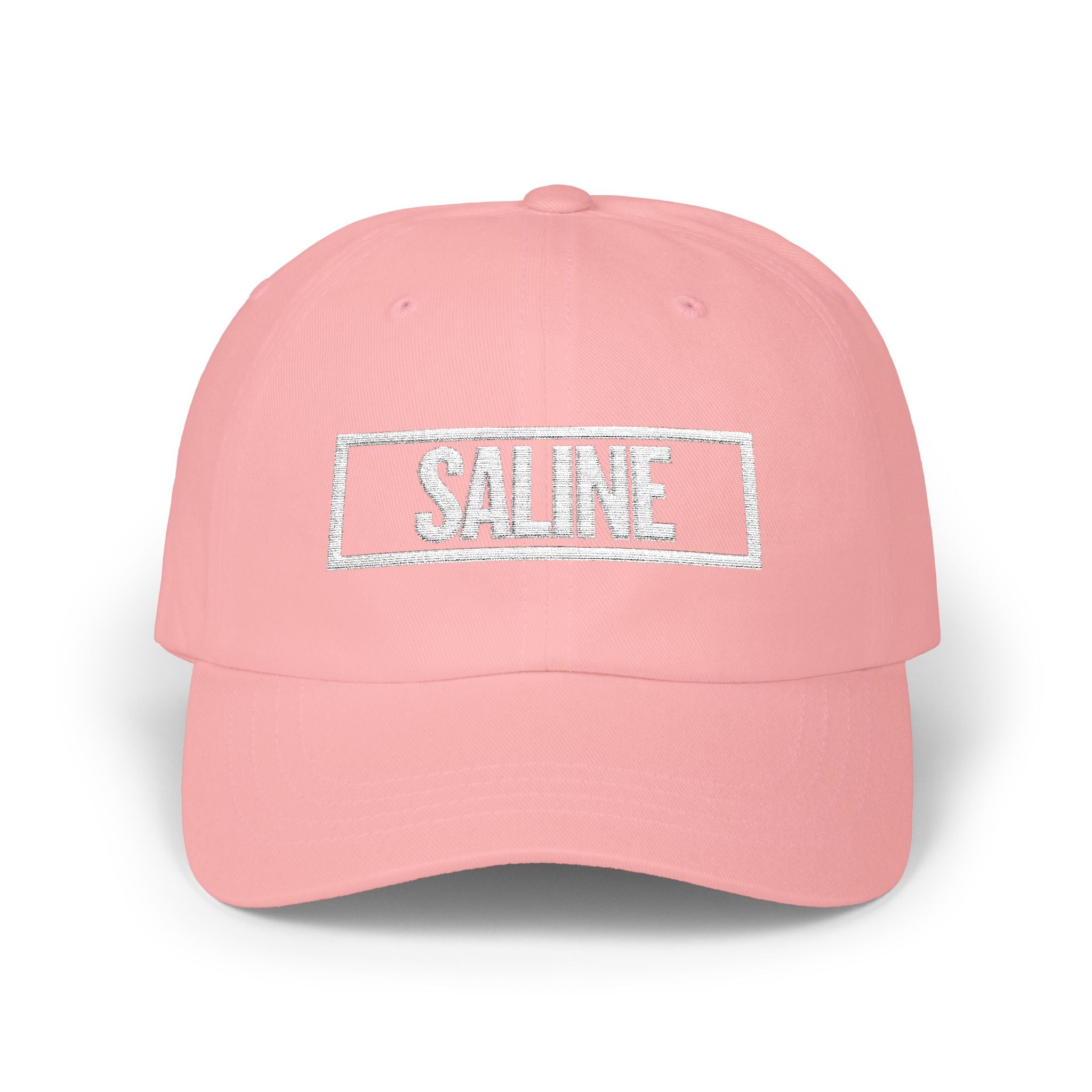 Saline Bold & Square White Embroidery Dad Cap