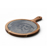 Santa Portrait Engraved Round Charcuterie Board with Handle