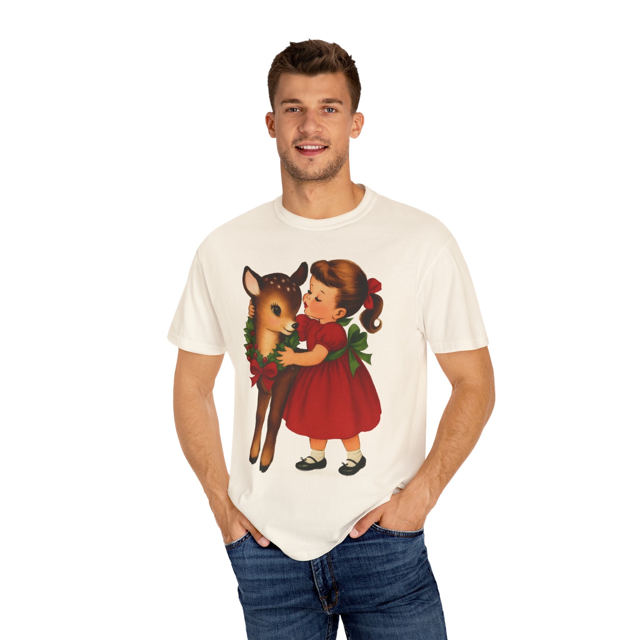 Girl Hugging Fawn Premium T-Shirt - Unisex